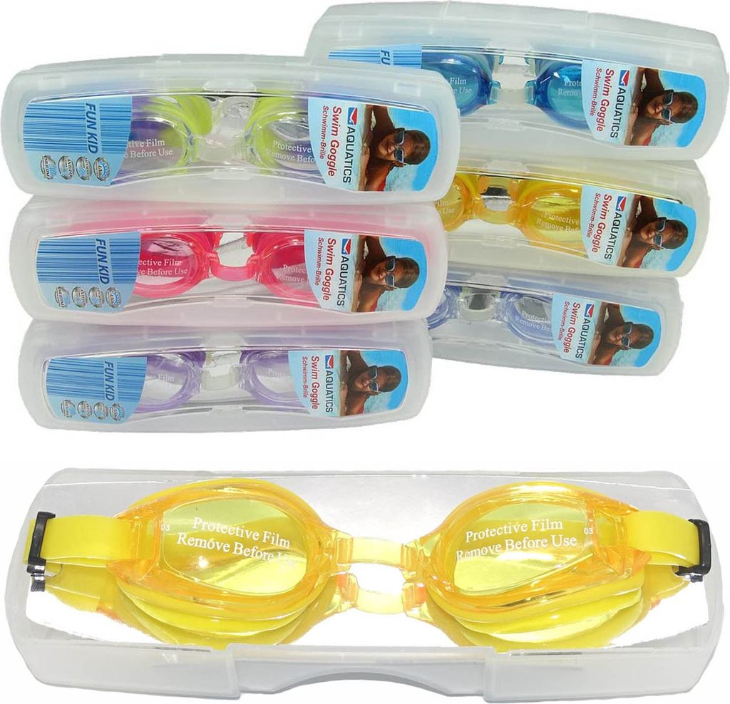 Aquatics Fun Kid - hochwertige Schwimmbrille für Kinder und Jugendliche, Silikondichtung, mehrfarbig sortiert