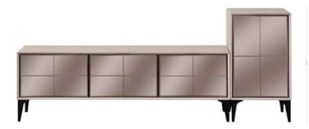 Sideboard TV Ständer RTV Lowboard Weiß Holz Tisch Möbel Wohnzimmer