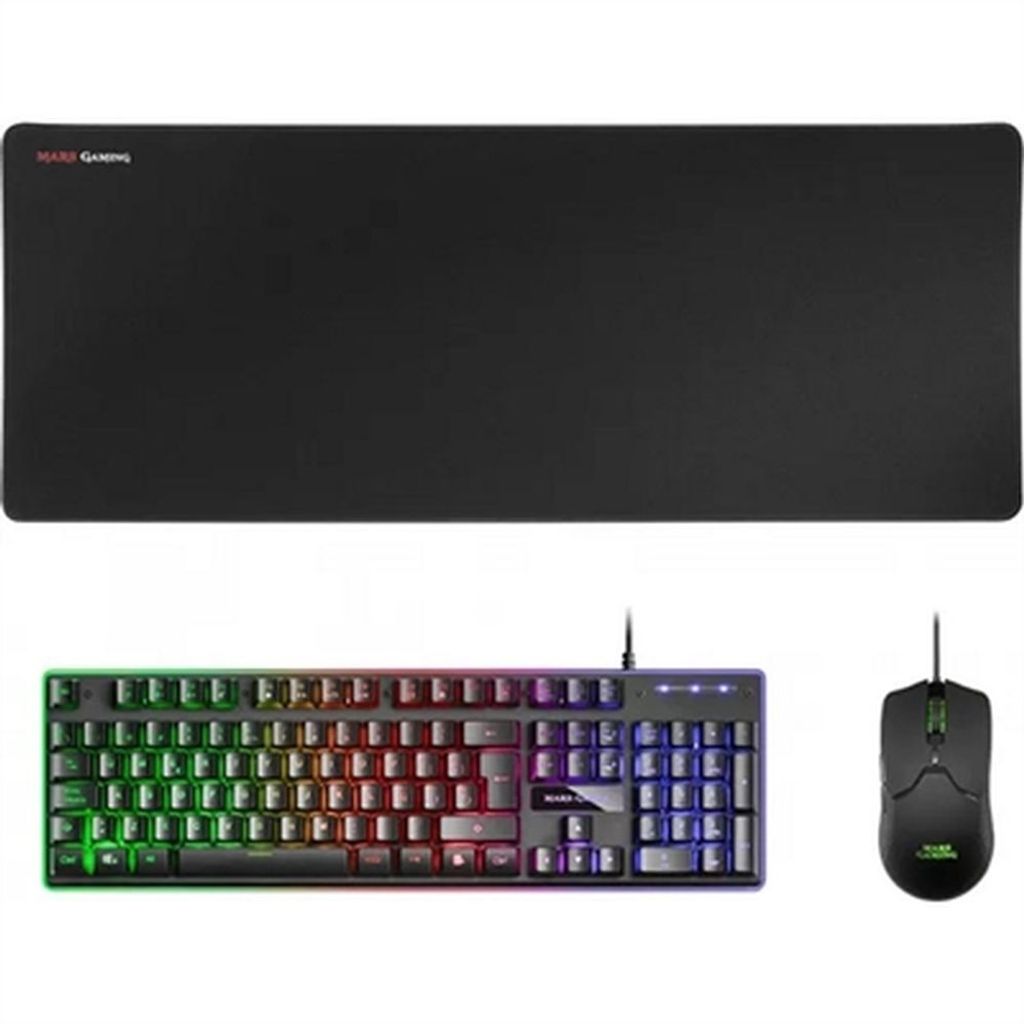 Tastatur und Gaming Maus Mars Gaming MCPXBES Schwarz Qwerty Spanisch