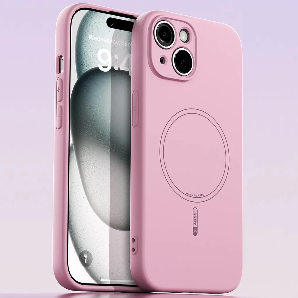 Custodia magnetica per iPhone 13, compatibile con MagSafe, in silicone liquido, antiurto e antigraffio Rosa