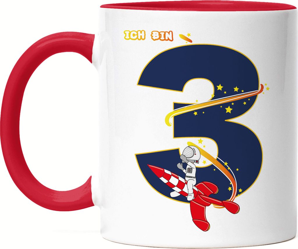 Ich Bin 3 Tasse Rot  3. Geburtstag Weltall Astronaut Fans Produktbild 