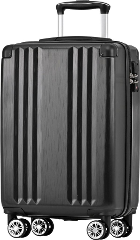 AIORBER Koffer, 4 Rollen, Spinner-Räder, Multilock-Teleskopstange, gebürstetes Finish, TSA-Zollschloss, ABS-Material, 66,5x45,5x28 cm, Schwarz
