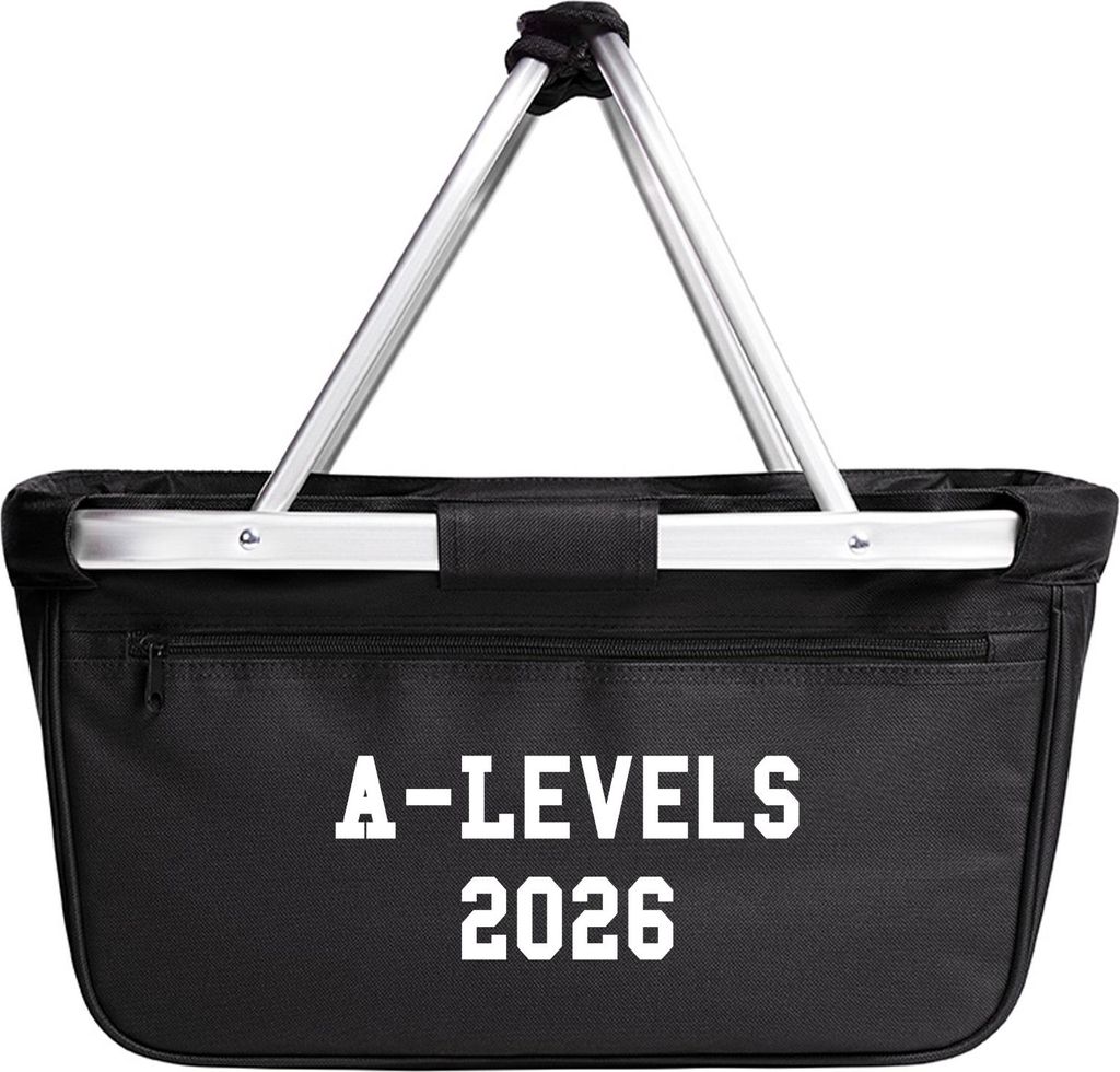 Huuraa Einkaufskorb A-Levels 2026 Abschluss Großbritannien 20 Liter Black faltbarer Tragekorb Geschenkidee