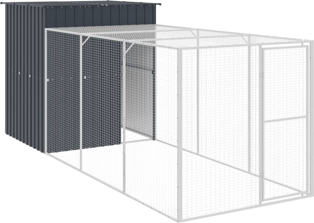 Best Möbel Hühnerkäfig mit Auslauf Anthrazit 165x455x181cm Stahl Verzinkt - Kleintier-Ställe2026 666215