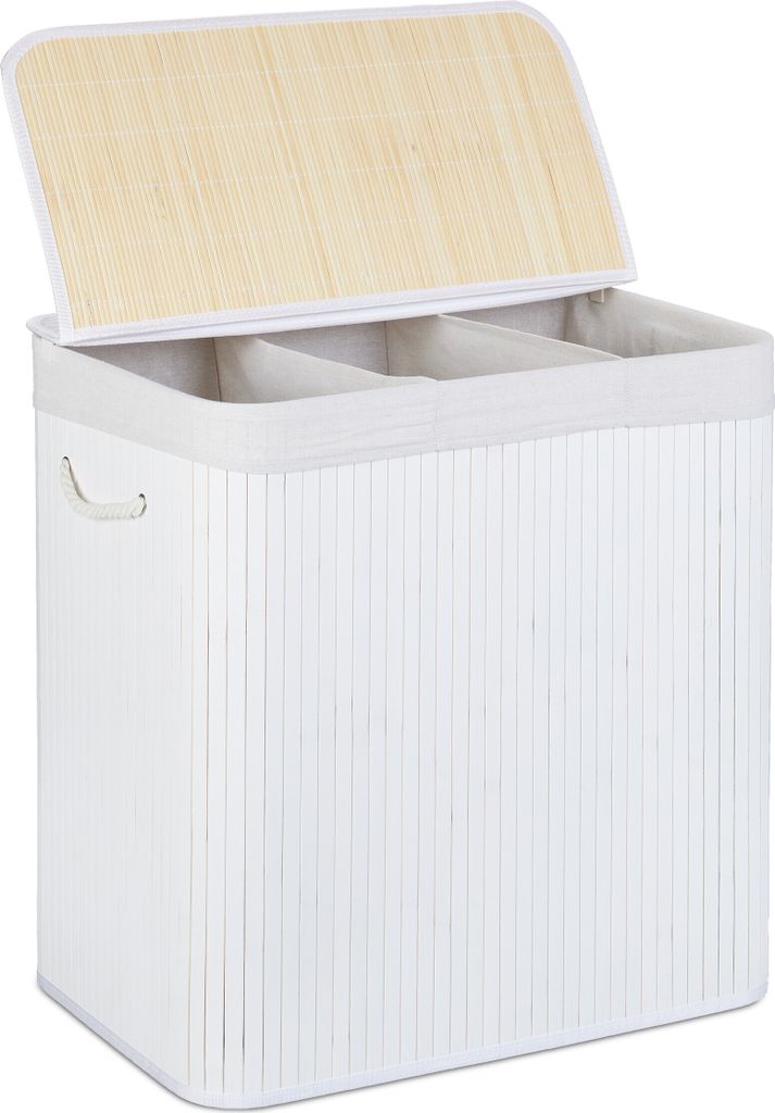 Koš na prádlo Relaxdays, se 3 přihrádkami, s víkem, Obrázek produktu 