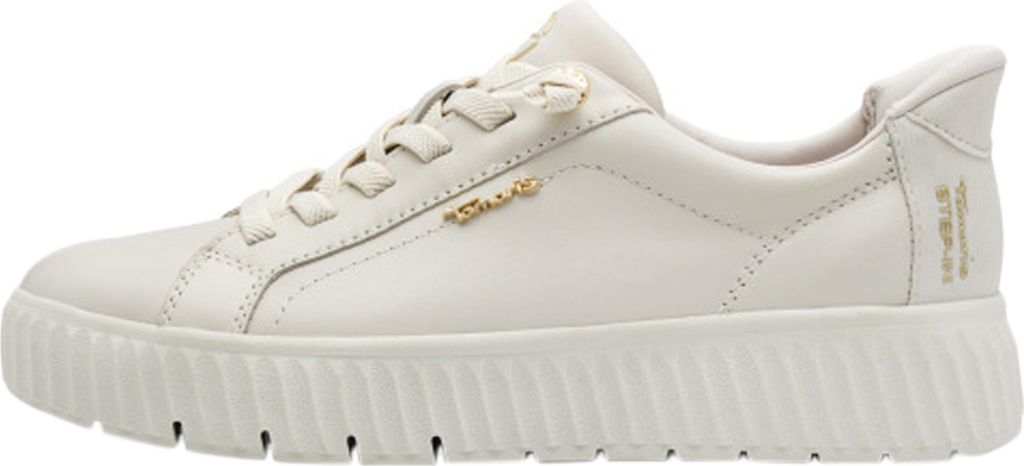 Tamaris Comfort Damen Sneaker weit geschnitten Plateau Leder Slipper 8-83720-45, Größe:37 EU, Farbe:Beige