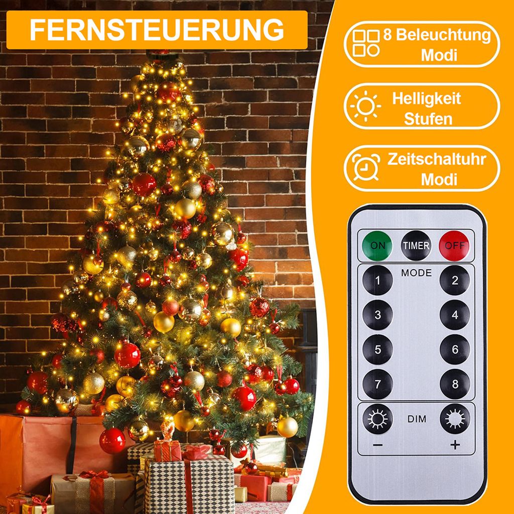 Weihnachtsbeleuchtung Aussen Avoalre Lichterkette Batterien 40M 300LEDs Weihnachtsbeleuchtung Außen, 8 Modi Lichterkette Weihnachtsbeleuchtung Outdoor
