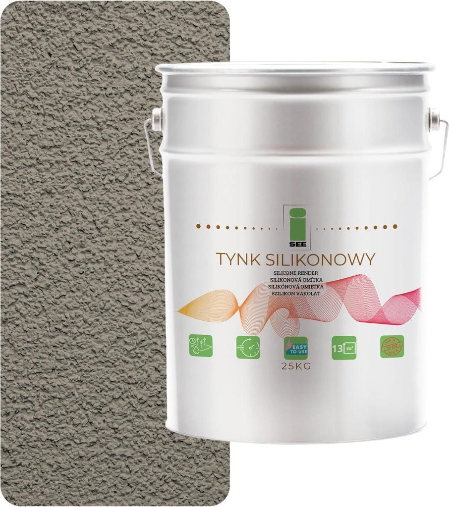 Silikon-Flachputz für Fassaden, Warmgrau, 1,5 mm, 25 kg, 214 Farben