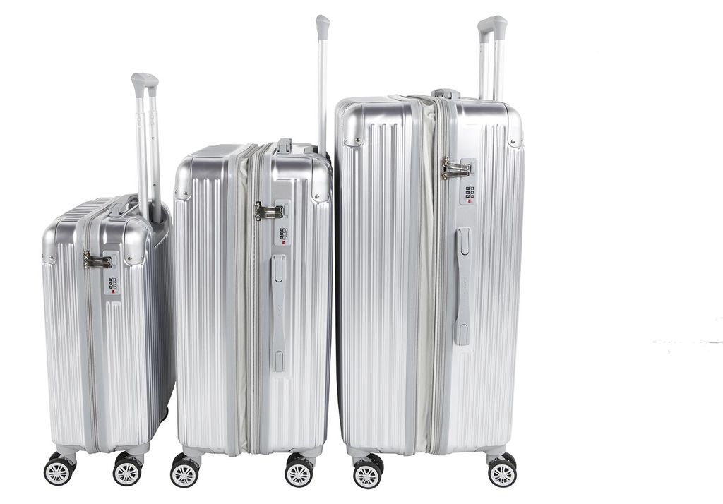 3 teiliges ABS Hartschalen Kofferset Alu Style Rollen Produktbild 