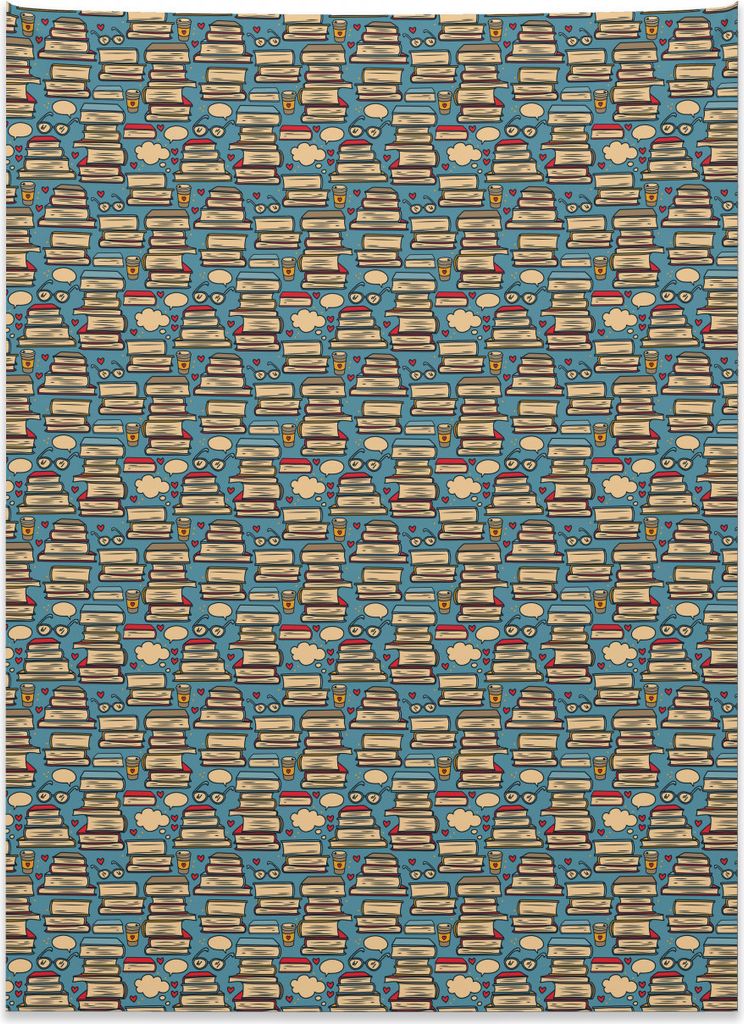 Abakuhaus Geek Wandteppich, Stapel Bücher Kaffee aus Weiches Mikrofaser Stoff Kein Verblassen Klare Farben Waschbar, 110 x 150 cm, Mehrfarbig