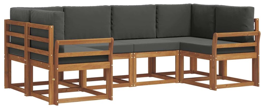 vidaXL Outdoor-Sofagarnitur mit Kissen 6 pcs Natur und Anthrazit