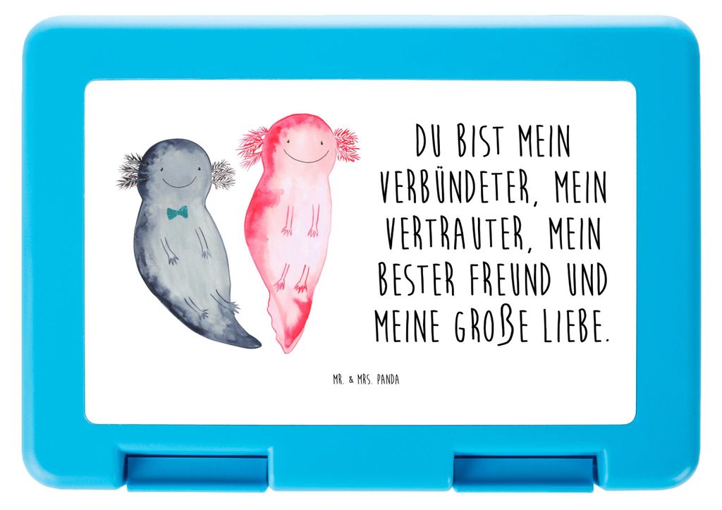 Mr. & Mrs. Panda Bentobox Axolotl Freundin - Weiß - Geschenk, Schwanzlurch, Snackbox, Brot Aufbewahrungsbox, Liebe, Valentinstag, Butterbrotdose, ...