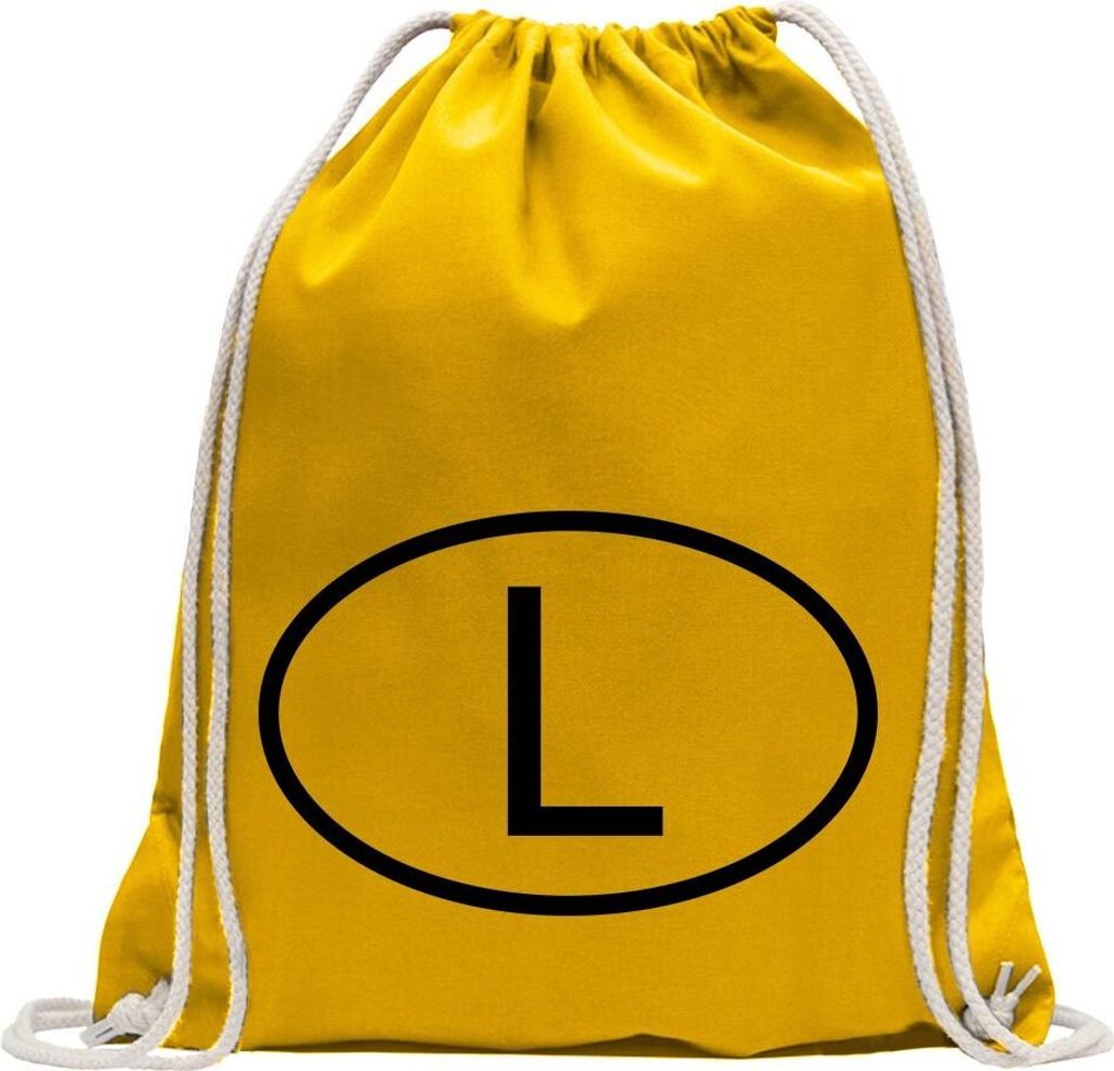 Kiwistar - Turnbeutel - gelb - Luxemburg L - Fun Rucksack Sport Beutel Gymsack Baumwolle mit Ziehgurt