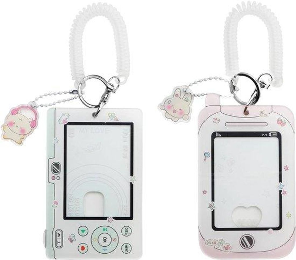 Fotokaarthouders - Set van 2 - Transparant acryl - Sleutelhanger - Kawaii design - ID-houders