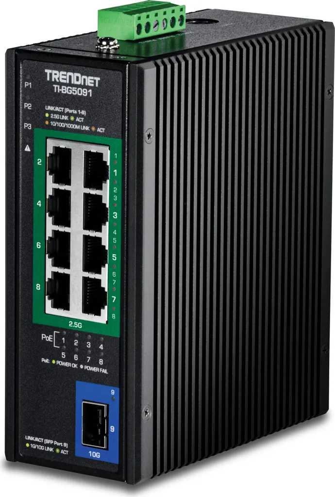 Commutateur TI-BG5091 TRENDnet Rail DIN 2,5G PoE++ avec Ports SFP+ 10G