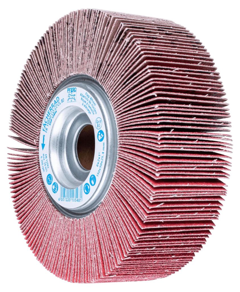 PFERD TOOLS Lamellenschleifrad FR Ø 150x50mm Bohrung Ø 25,4 mm CO-COOL80 für kühlen Schliff auf Edelstahl 2 Stk