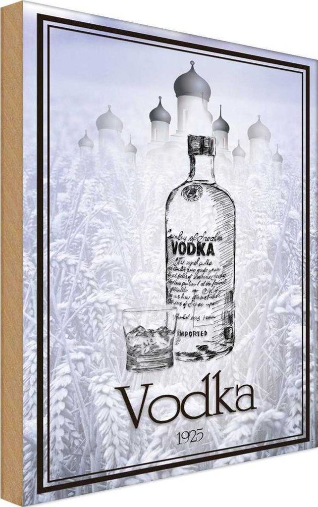 vianmo Holzschild 30x20 cm Alkohol 1925 Vodka imported Essen Trinken