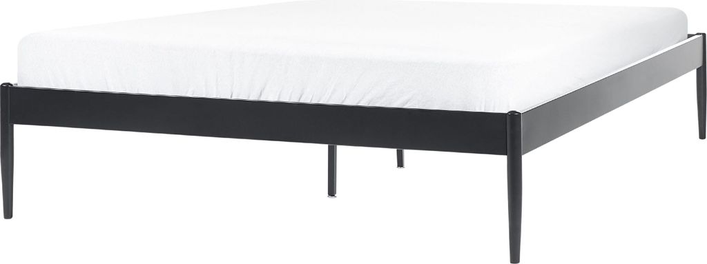 BELIANI Bett Schwarz Metall 160 x 200 cm Solides Gestell Fest Integrierter Lattenrost Modern Industrieller Stil Doppelbett Metallbett Schlafzimmer
