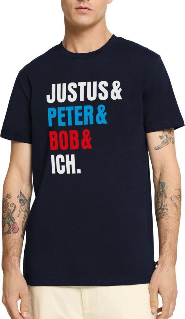 Spreadshirt Die Drei ??? Justus& Peter& Bob& Ich Männer Premium T-Shirt, S, Navy