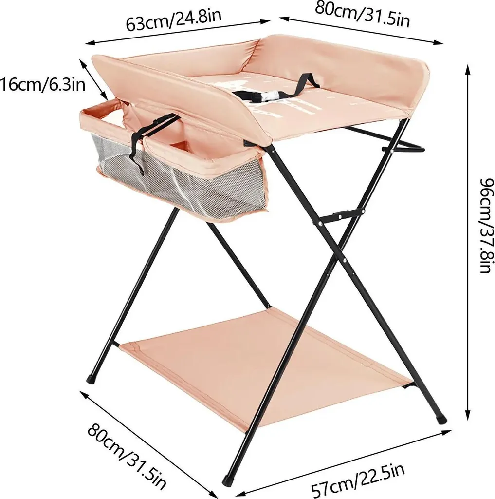 Table à langer pliable dorée pour bébé 0-12 mois - Structure en métal