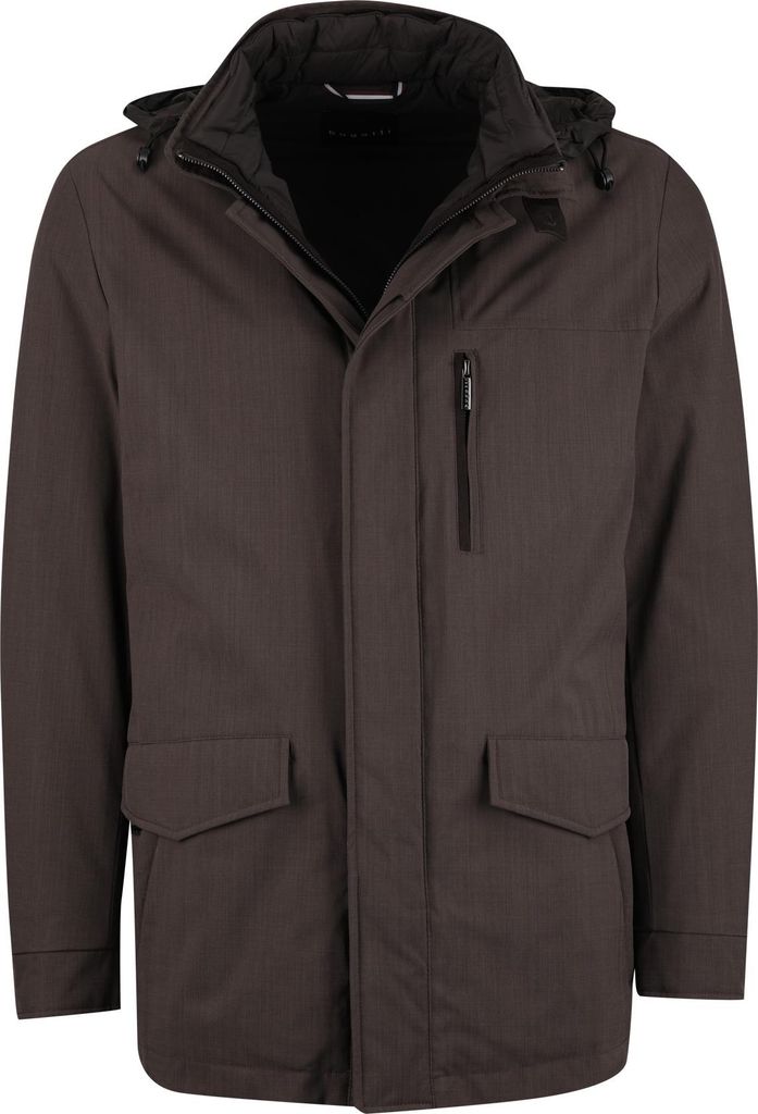 Bugatti Winterjacke braun abnehmbare Kapuze einfarbig