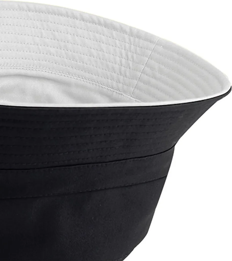 Beechfield B686 Bucket Hat Reversibile | Nero & Grigio | Taglia S/M