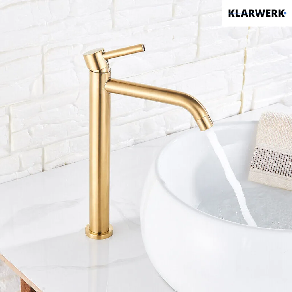 Rubinetto Bagno Centrale Oro Spazzolato: 2 Maniglie E 2 Fori Con Scarico Pop-Up - 5