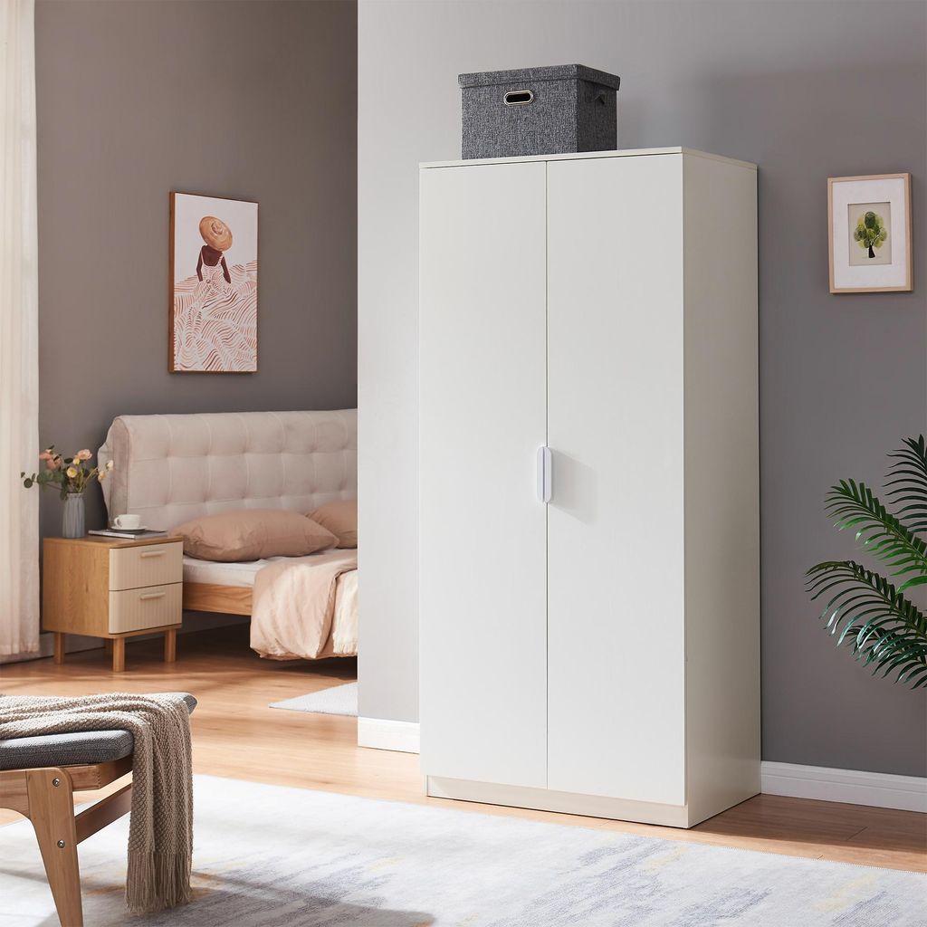 Kleiderschrank ’Eiselfing’ 176 x 80 x 52 cm mit 2 Türen, 1 Stange, 4 Fächern Weiß