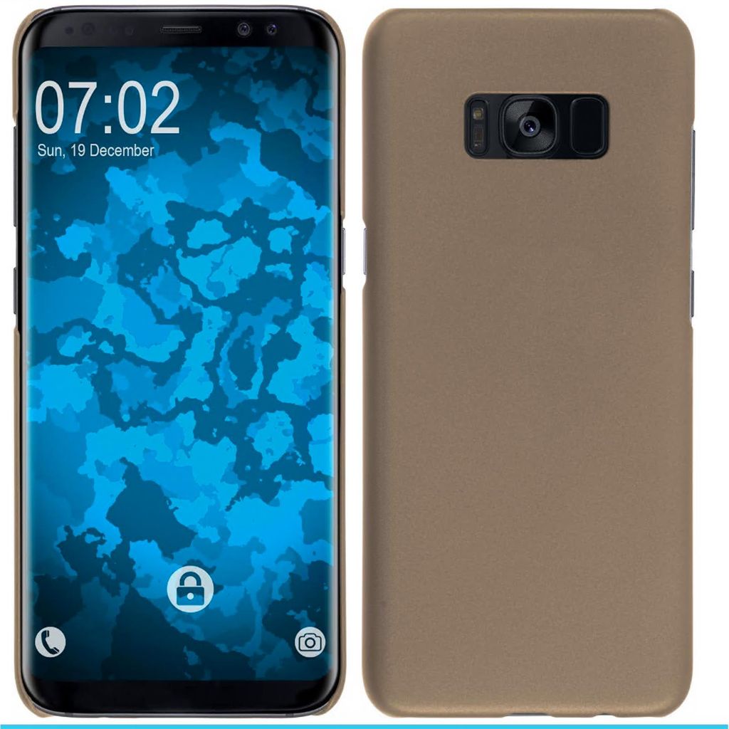 PhoneNatic Case kompatibel mit Samsung Galaxy S8 Plus - Hülle gold gummiert Hard-case + flexible Folie