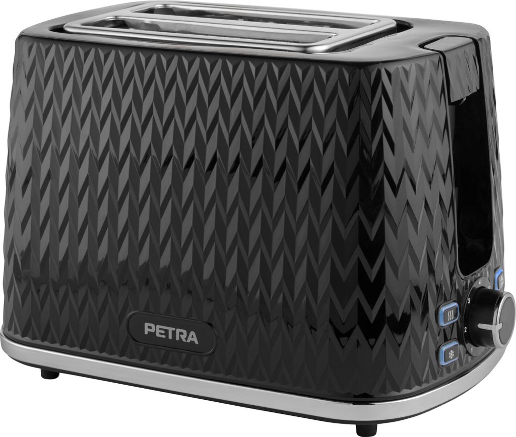 Petra Petra Chevron Toaster mit 2 Scheiben - 7 Bräunungsstufen - herausnehmbares Tablett - 930 W - schwarz