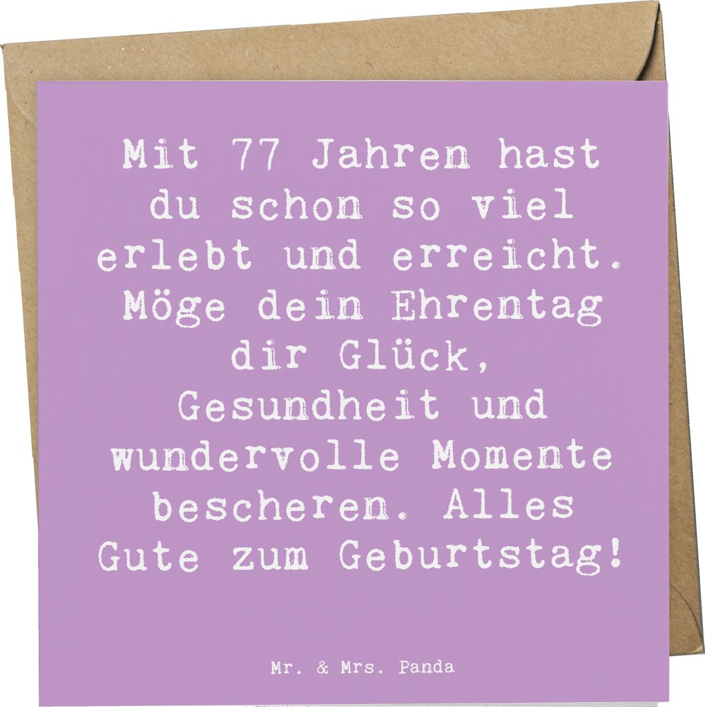 Mr. & Mrs. Panda doppelkarte Spruch 77. Geburtstag Glückwunsch - Lavendeltraum - Geschenk, Liebe, Glückwunschkarte, Grußkarte, feiern, faltkarte...