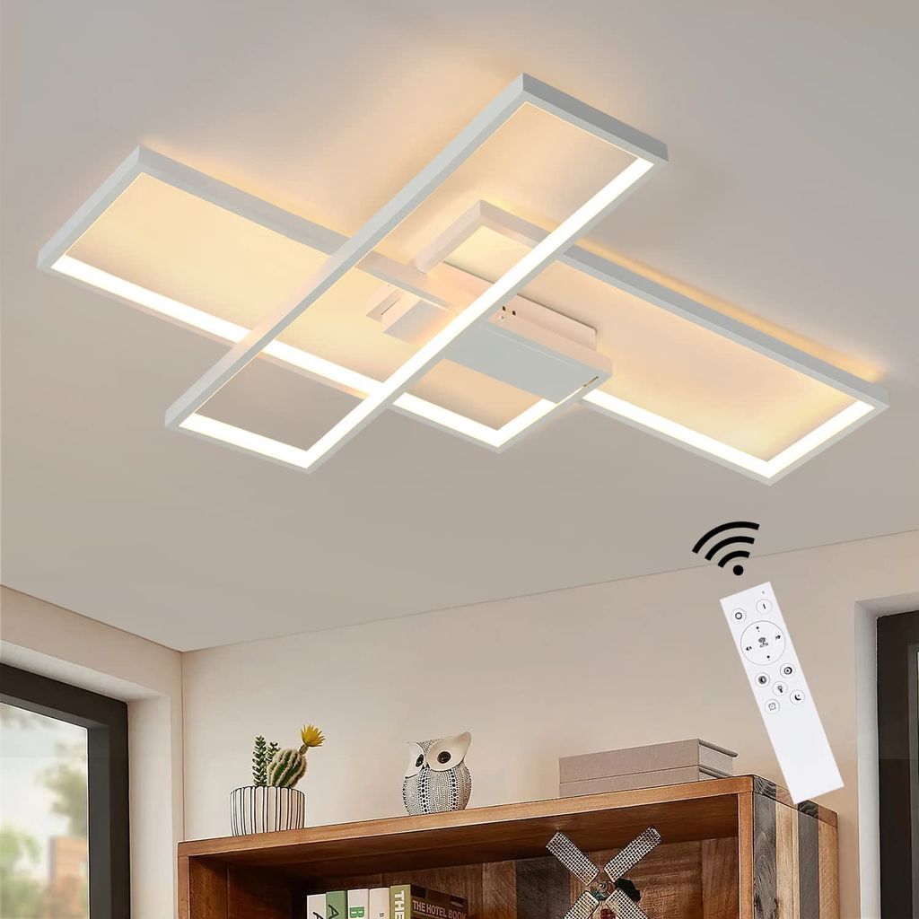 zmh led deckenleuchte dimmbar modern wohnzimmerlampe weiße deckenlampe 65w  geometrisch wandlampe multifunktional deckenbeleuchtung für wohnzimmer,