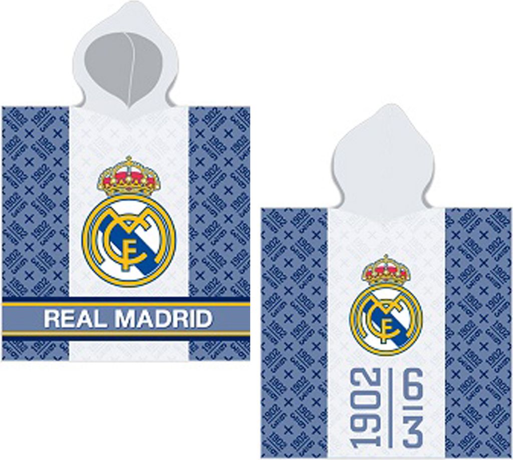Real Madrid Kinder Kapuzen Bade-Poncho 60x120 cm Fußball Produktbild 