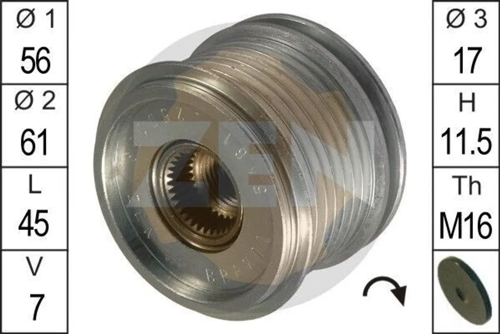 Puleggia Ruota Libera Alternatore ERA ZN5461 - OE 2711540802 Mercedes