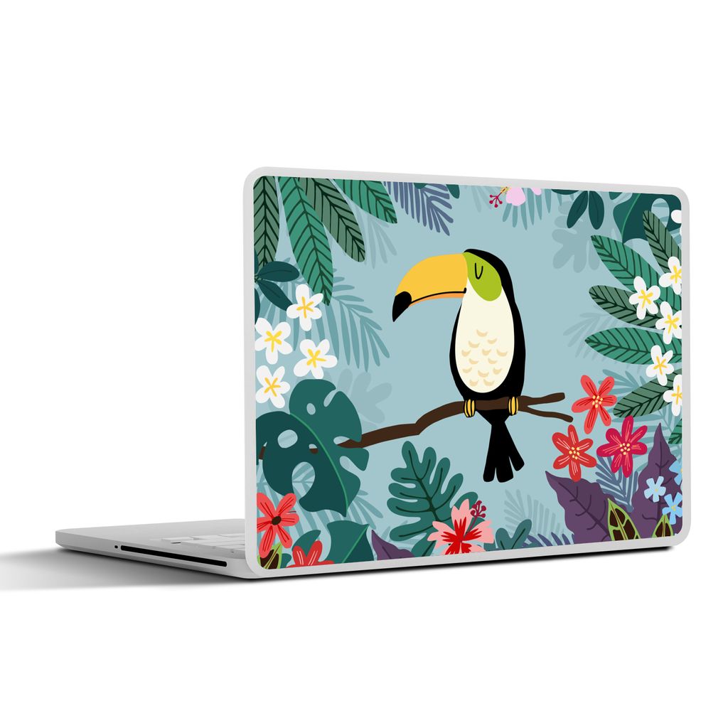 MuchoWow Laptop Aufkleber Sticker Cover Tukan - Pflanzen - Kinder - Tiere - Kinder 30x21 cm - Sticker für Laptop - Selbstklebend