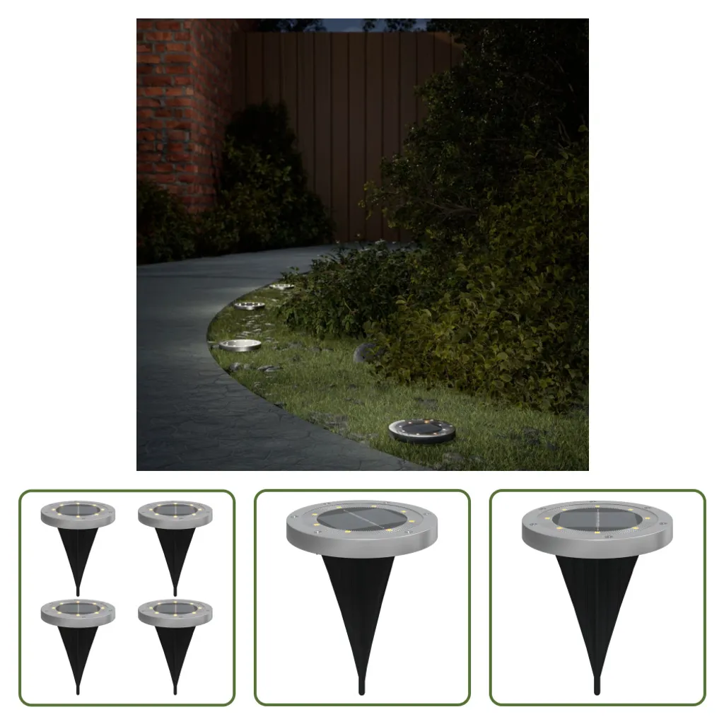 Set 4 Faretti Solari LED Bianco Caldo per Esterni - Design Minimal - 1