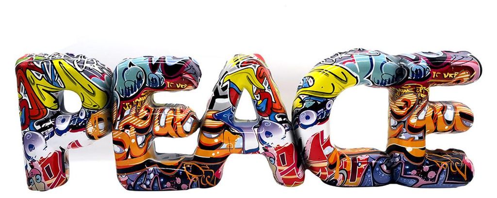 Casablanca by Gilde Schriftzug PEACE "Street Art" bunt im Produktbild 