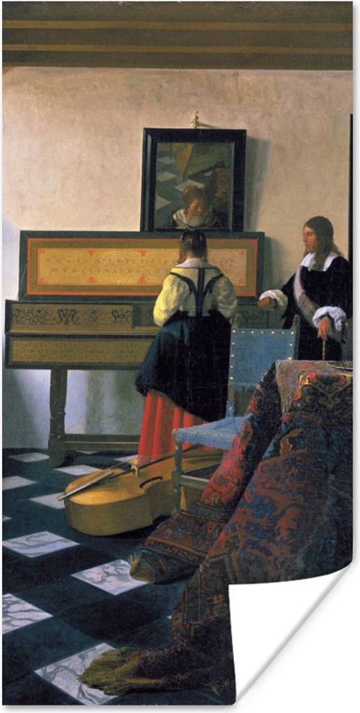 MuchoWow Poster Die Musikstunde - Johannes Vermeer 20x40 cm - Plakat - Foto