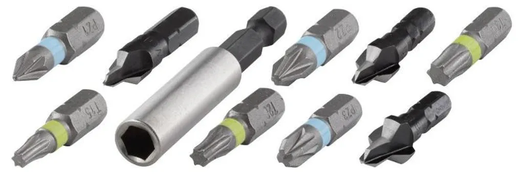 Wolfcraft 2542000 Jeu d'embouts et douilles 10 pièces pour tournevis