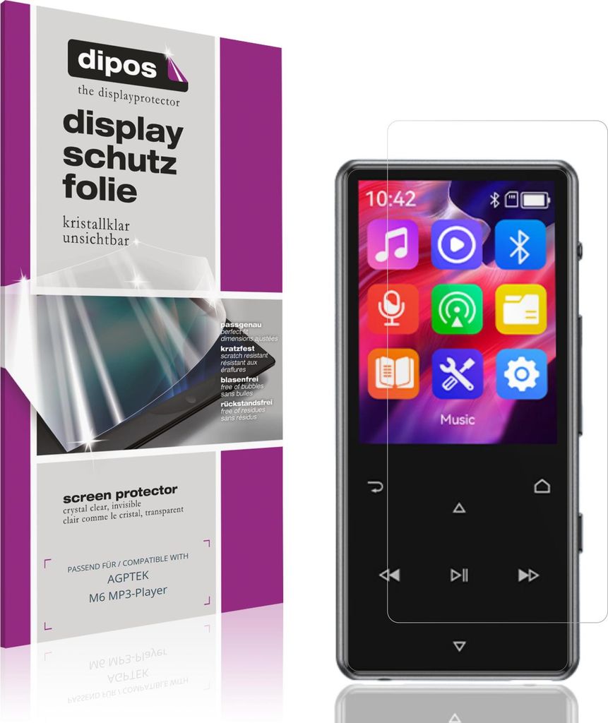 4x Schutzfolie für AGPTEK M6 MP3-Player klar Displayschutzfolie Folie Display Schutz dipos