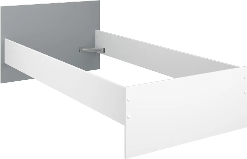 Lit Rue 90x200 cm blanc et gris - Lit enfant moderne avec sommier inclus