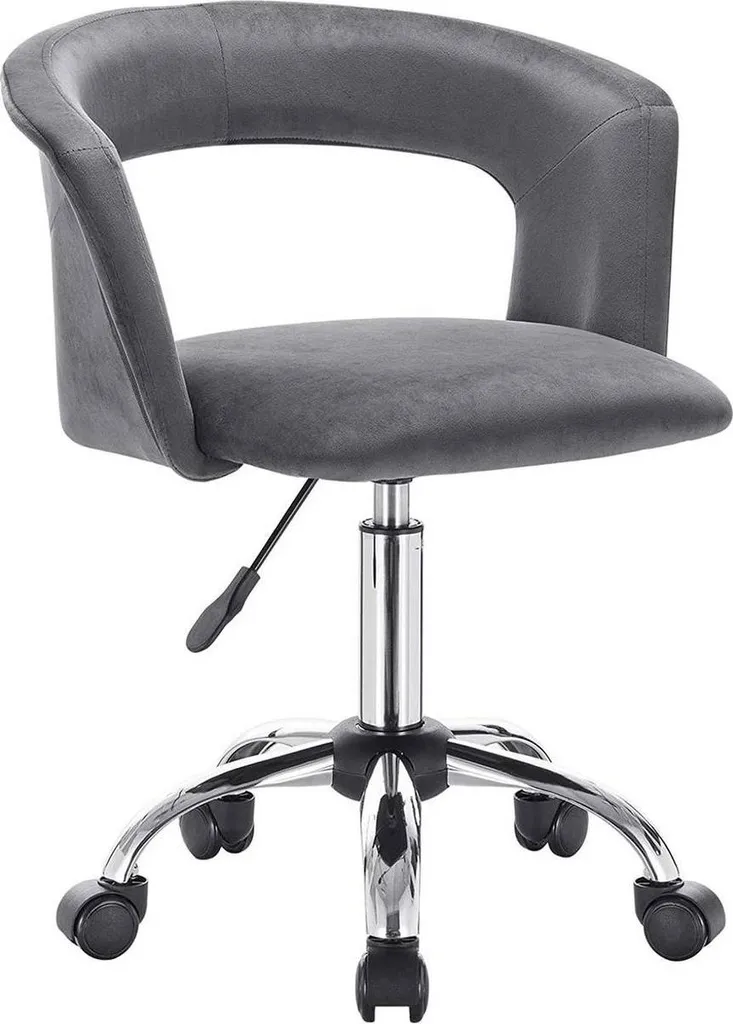 Chaise de bureau anti mal de dos velours ergonomique gris ajustable