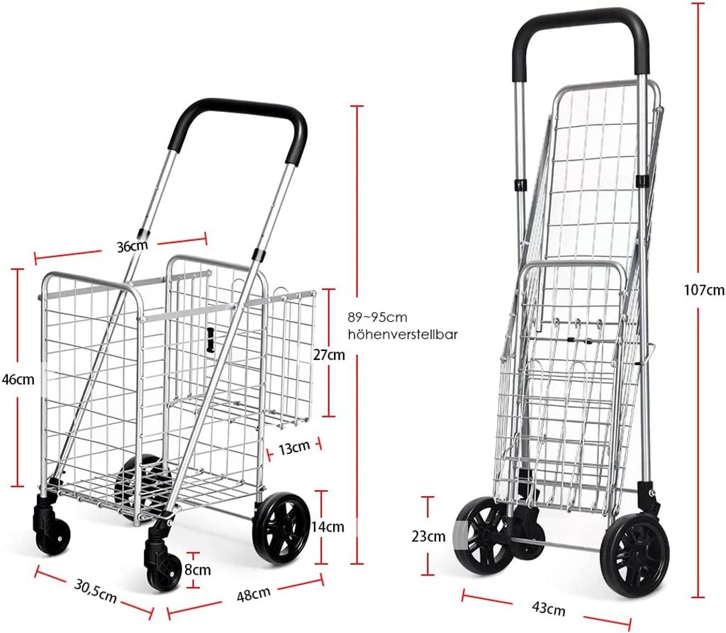 GOPLUS Klappbarer Einkaufswagen, Einkaufstrolley mit Produktbild 5