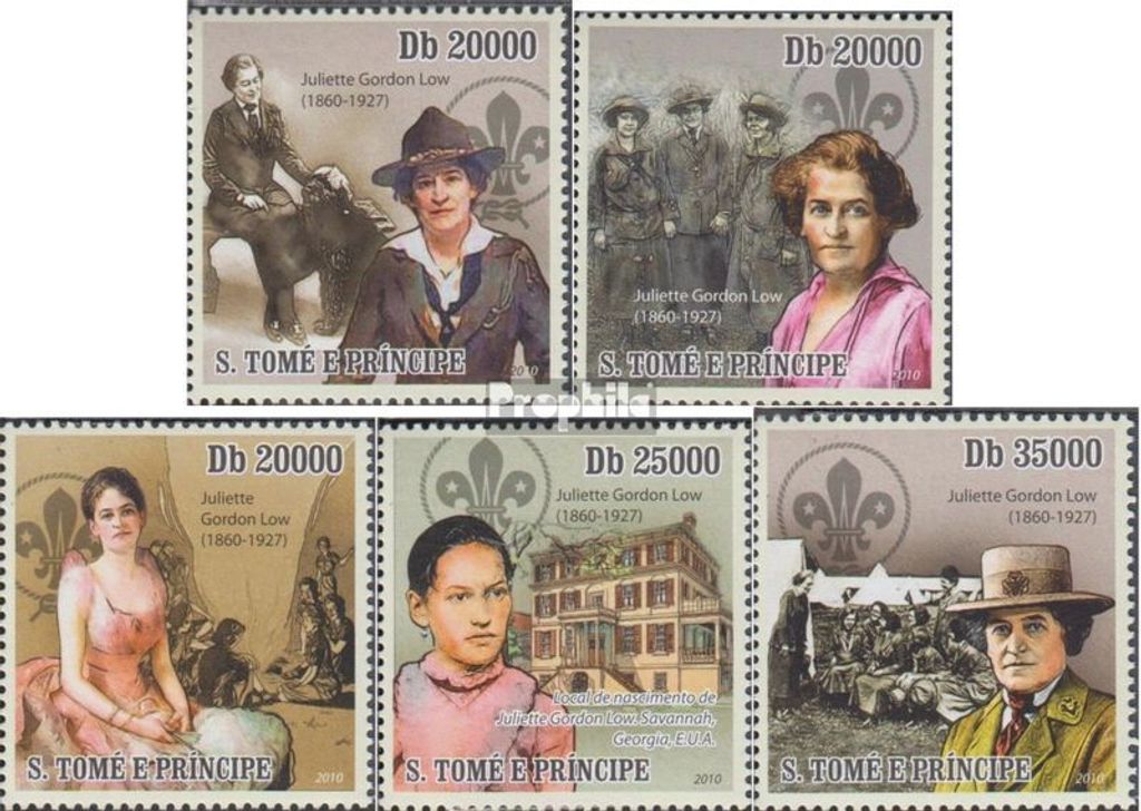 Briefmarken Sao Tome e Principe 2010 Mi 4667-4671 (kompl.Ausg.) postfrisch Juliette Gordon Low