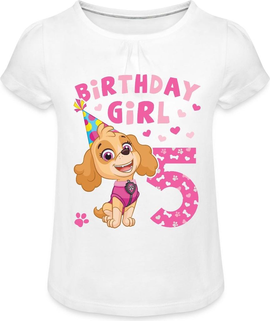 Spreadshirt Paw Patrol Skye 5. Geburtstag Mädchen T-Shirt Twist, 2 Jahre, Weiß