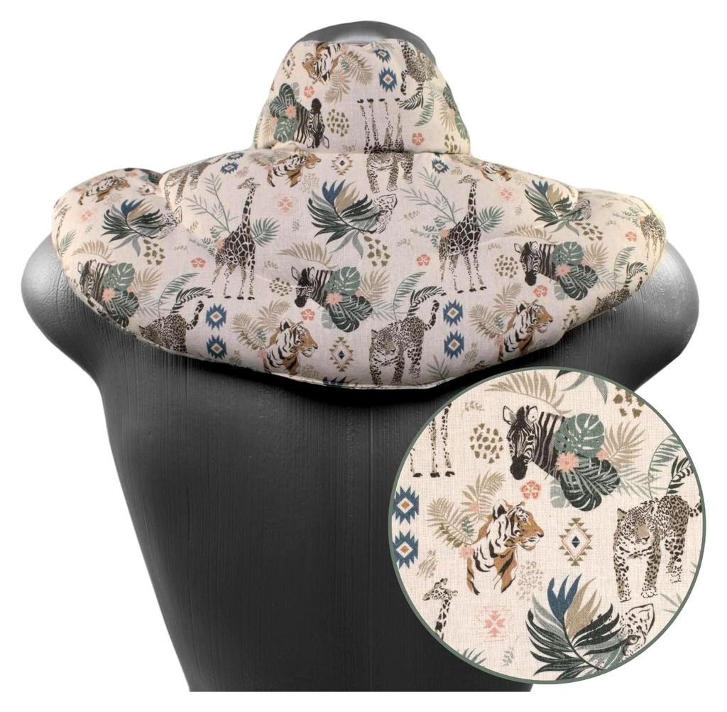 Bio Nackenhörnchen mit Stehkragen - Dinkelkissen für Nacken und Schulter (Bio Dinkel & Bio-Stoff 'Wilde Tiere')