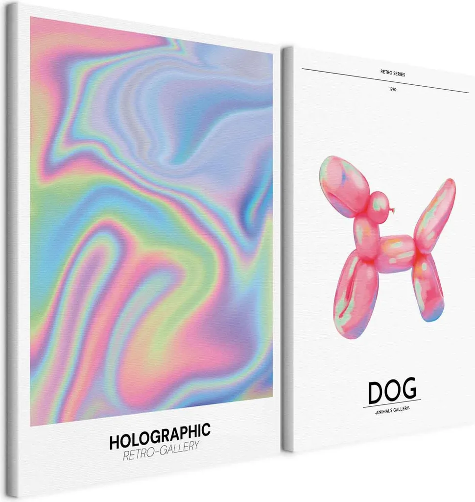 Murando Quadro Handart Cane Palloncino Rosa Effetto Marmo 120x90cm