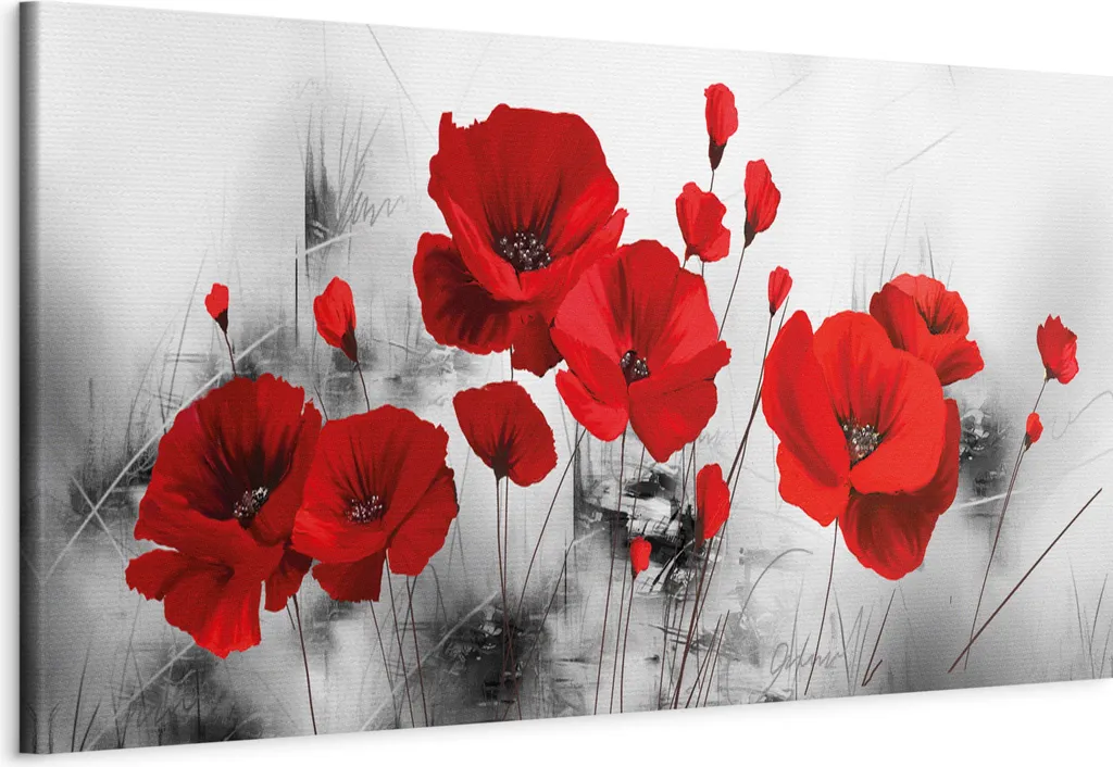 Quadro Fiori Grigio 135x45 cm | Stampa su Tela Zen Moderna