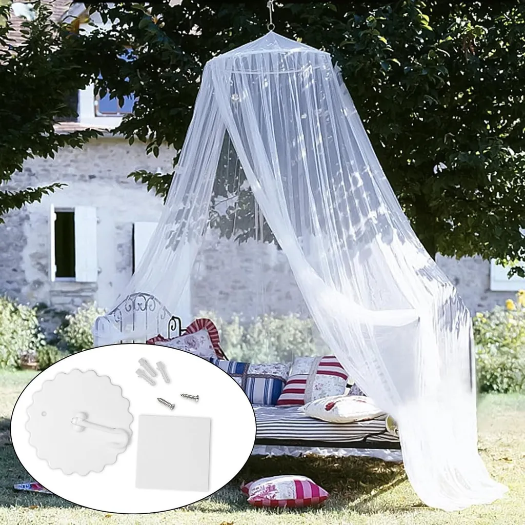 Ciel de lit baldaquin blanc pour chambre fille déco King Queen Size