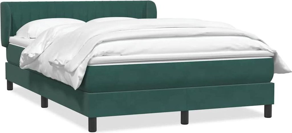 vidaXL Boxspringbett mit Matratze Dunkelgrün 160x220 cm Samt